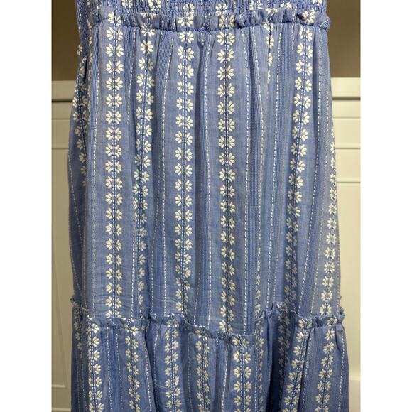Draper James RSVP Tiered Maxi Dress Smocked Sleeveless with Tie Straps Blue XL - Picture 11 of 16